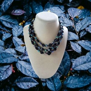 Chic VTG Black/Multicolor Layered Faux Tahitian Pearl Beaded Necklace